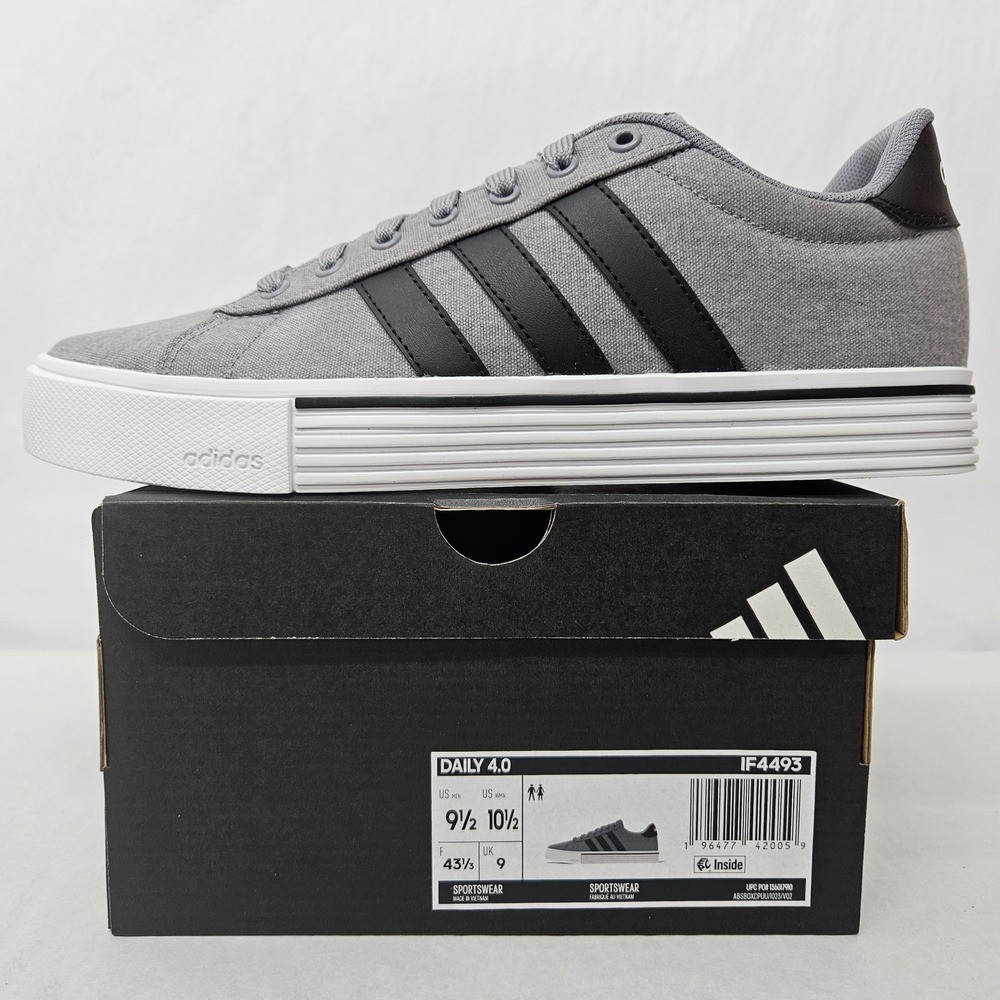 Adidas Daily 4.0 Casual Athletic Shoes IF4493 Gray Black White Men's Size 9.5